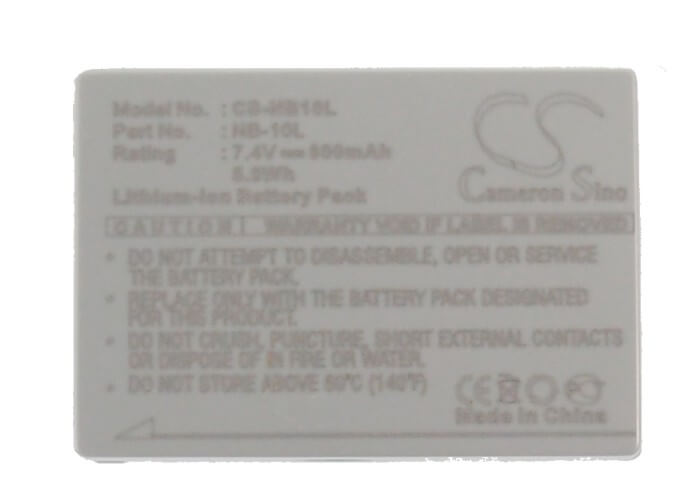7.4V, 800mAh, Li-ion Battery fits Canon, Powershot G1 X, Powershot Sx40 Hs, 5.92Wh