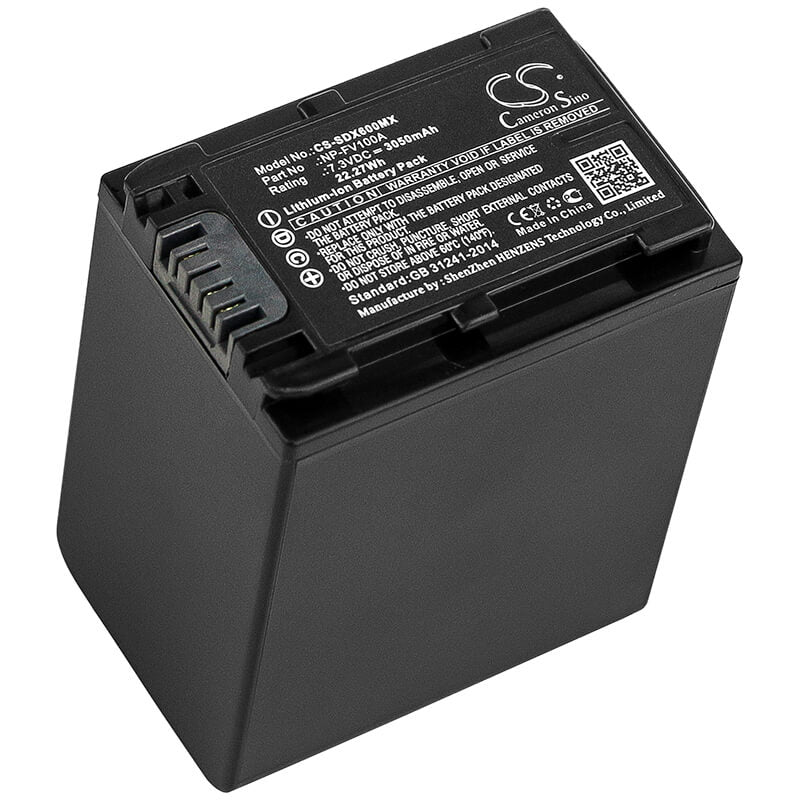 7.3V, 3050mAh, Li-ion Battery fits Sony, Fdr-ax33, Fdr-ax40, 22.265Wh