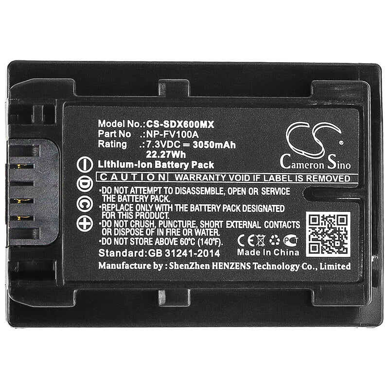 7.3V, 3050mAh, Li-ion Battery fits Sony, Fdr-ax33, Fdr-ax40, 22.265Wh