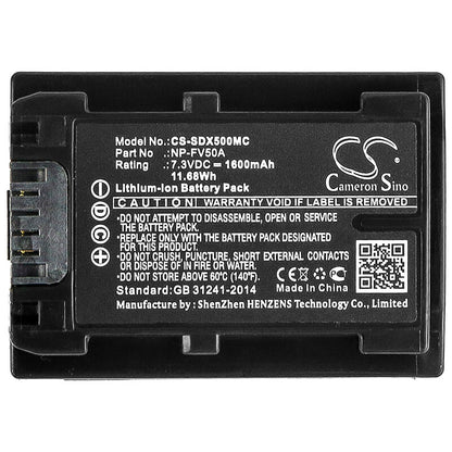 7.3V, 1600mAh, Li-ion Battery fits Sony, Fdr-ax33, Fdr-ax40, 11.68Wh