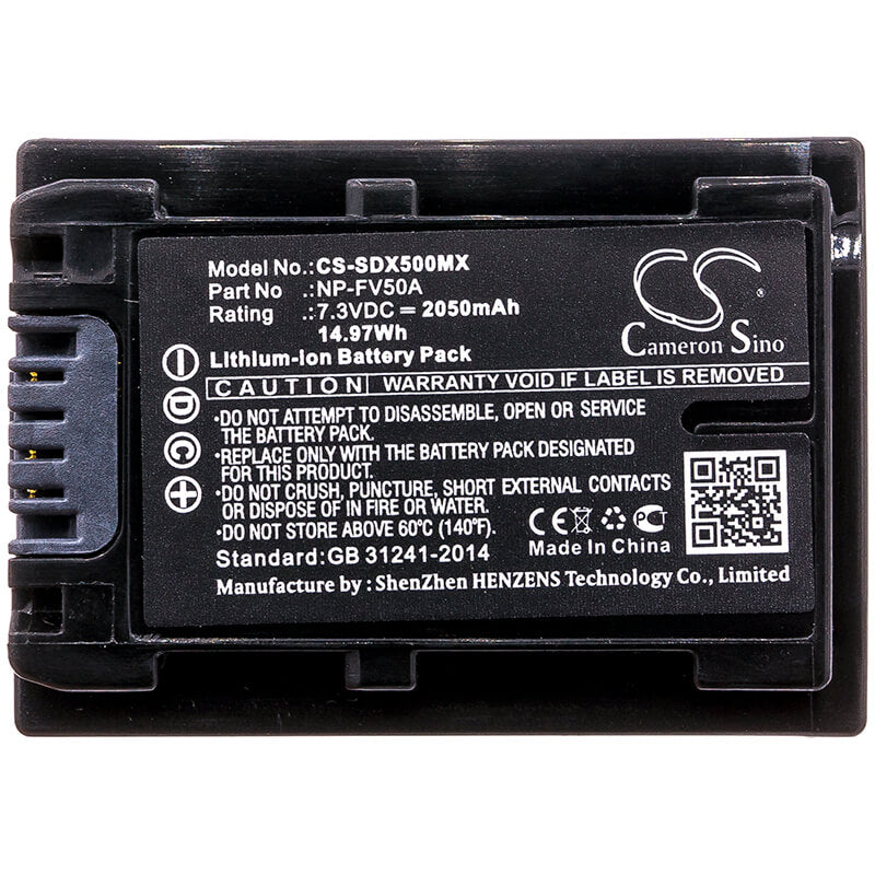7.3V, 2050mAh, Li-ion Battery fits Sony, Fdr-ax33, Fdr-ax40, 14.965Wh