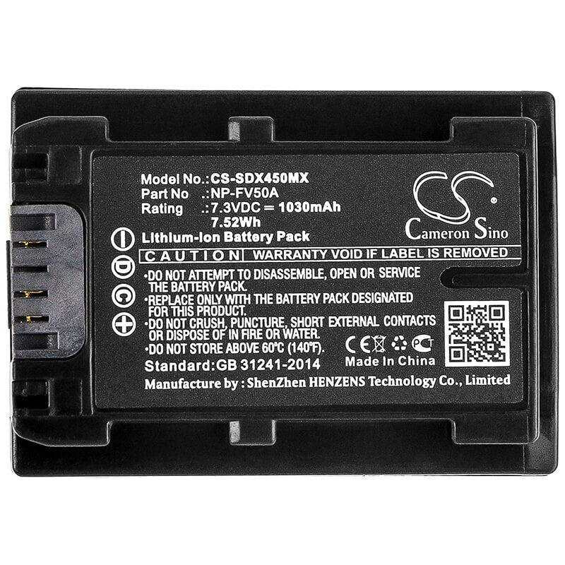 7.3V, 1030mAh, Li-ion Battery fits Sony, Fdr-ax33, Fdr-ax40, 7.519Wh