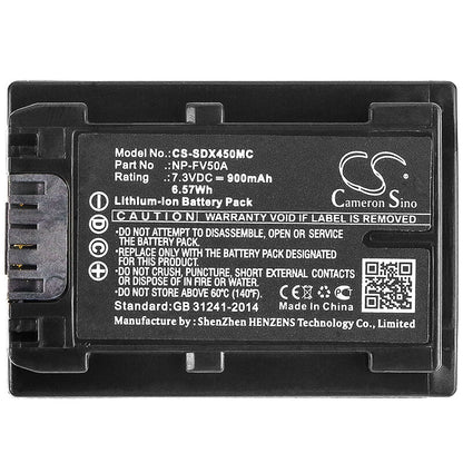 7.3V, 900mAh, Li-ion Battery fits Sony, Fdr-ax33, Fdr-ax40, 6.57Wh