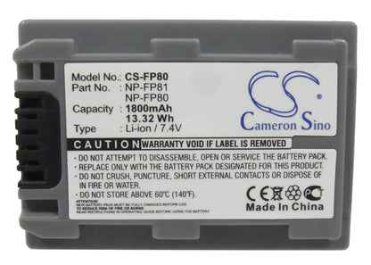7.4V, 1800mAh, Li-ion Battery fits Sony, Dcr-30, Dcr-dvd103, 13.32Wh