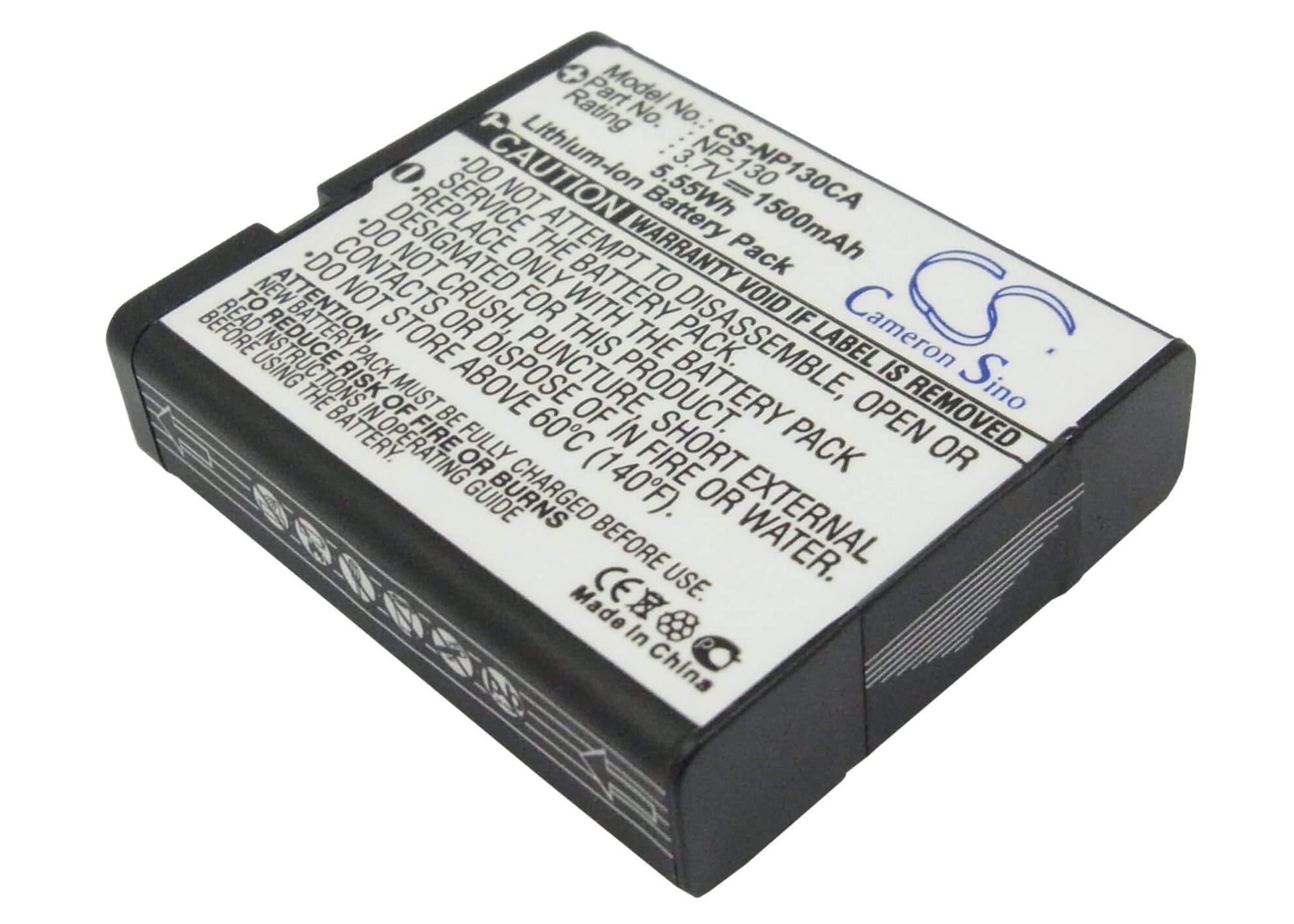 3.7V, 1500mAh, Li-ion Battery fits Casio, Exilim Ex-fc300s, Exilim Ex-h30, 5.55Wh