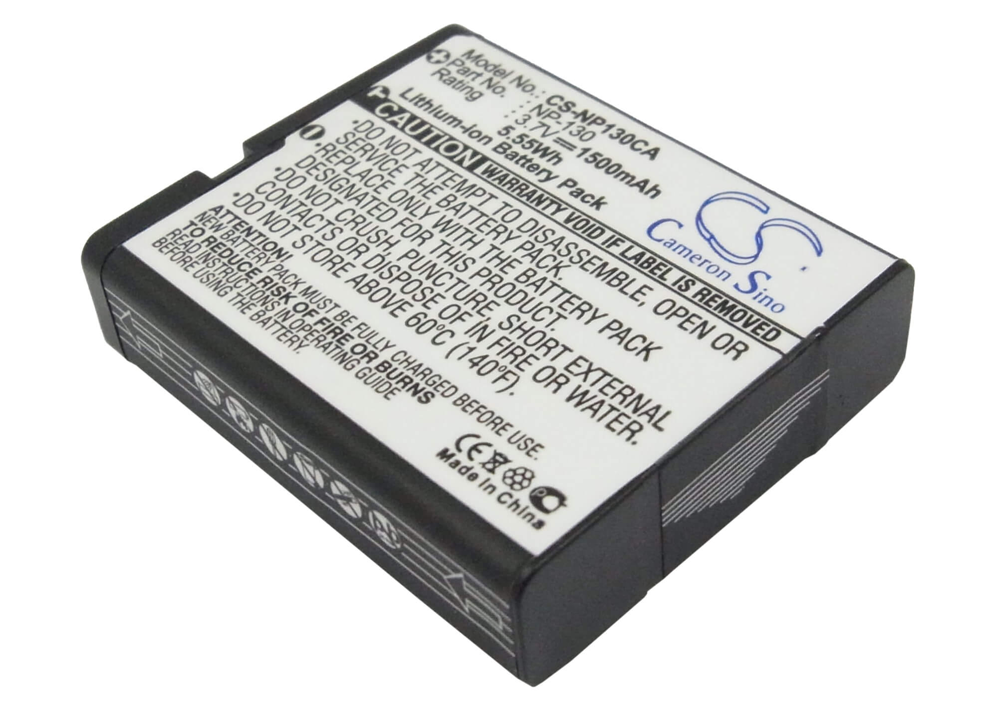 3.7V, 1500mAh, Li-ion Battery fits Casio, Exilim Ex-fc300s, Exilim Ex-h30, 5.55Wh