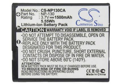 3.7V, 1500mAh, Li-ion Battery fits Casio, Exilim Ex-fc300s, Exilim Ex-h30, 5.55Wh