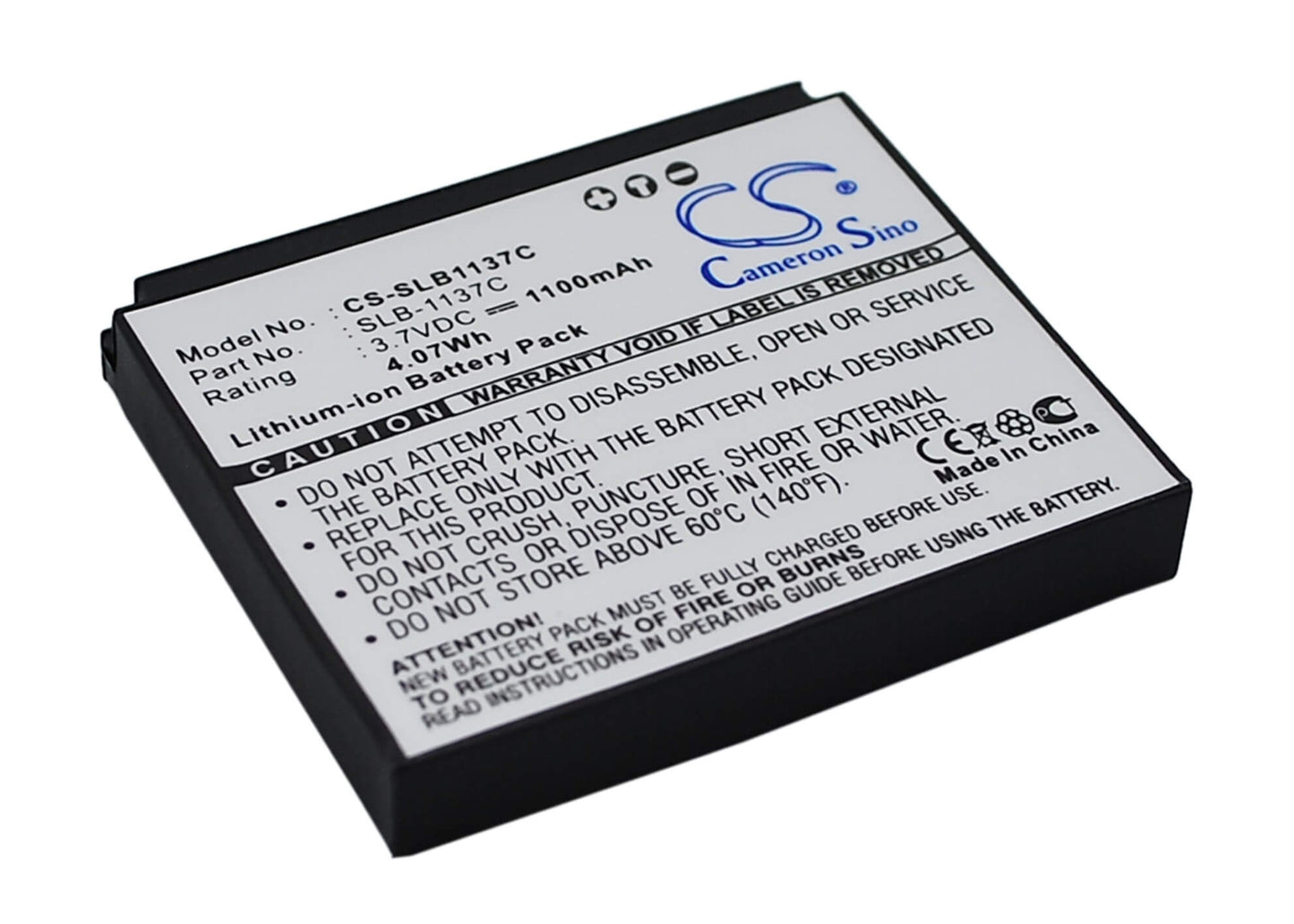3.7V, 1100mAh, Li-ion Battery fits Samsung, Digimax I7, 4.07Wh