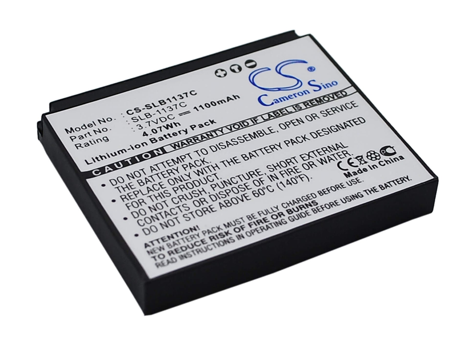 3.7V, 1100mAh, Li-ion Battery fits Samsung, Digimax I7, 4.07Wh