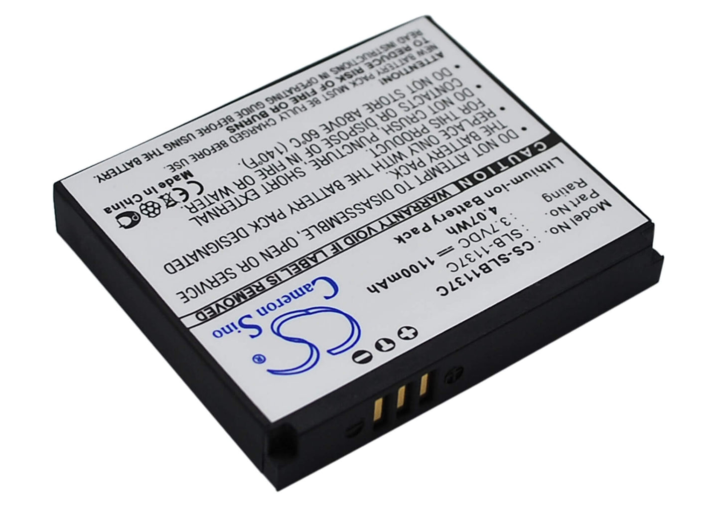 3.7V, 1100mAh, Li-ion Battery fits Samsung, Digimax I7, 4.07Wh