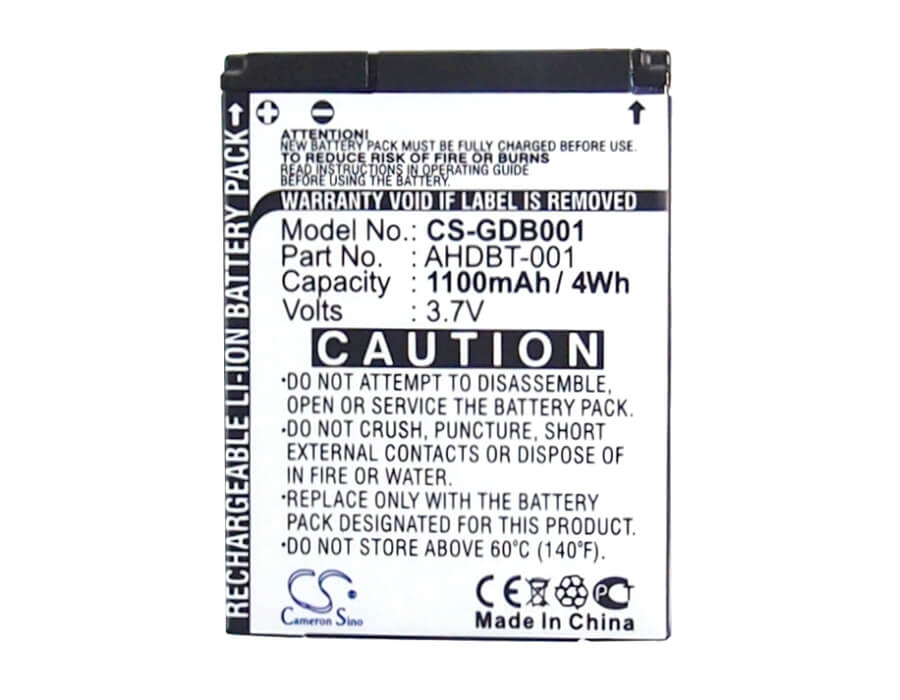 3.7V, 1100mAh, Li-ion Battery fits Gopro, Hd Helmet Hero, Hd Hero, 4.07Wh