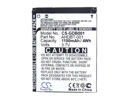 3.7V, 1100mAh, Li-ion Battery fits Gopro, Hd Helmet Hero, Hd Hero, 4.07Wh