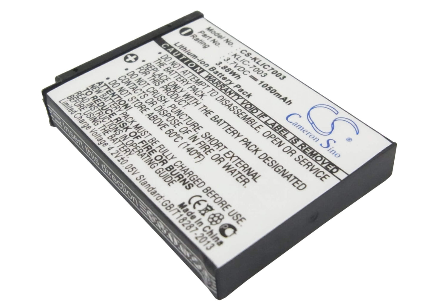 3.7V, 1050mAh, Li-ion Battery fits Kodak, Easyshare M380, Easyshare M381, 3.885Wh