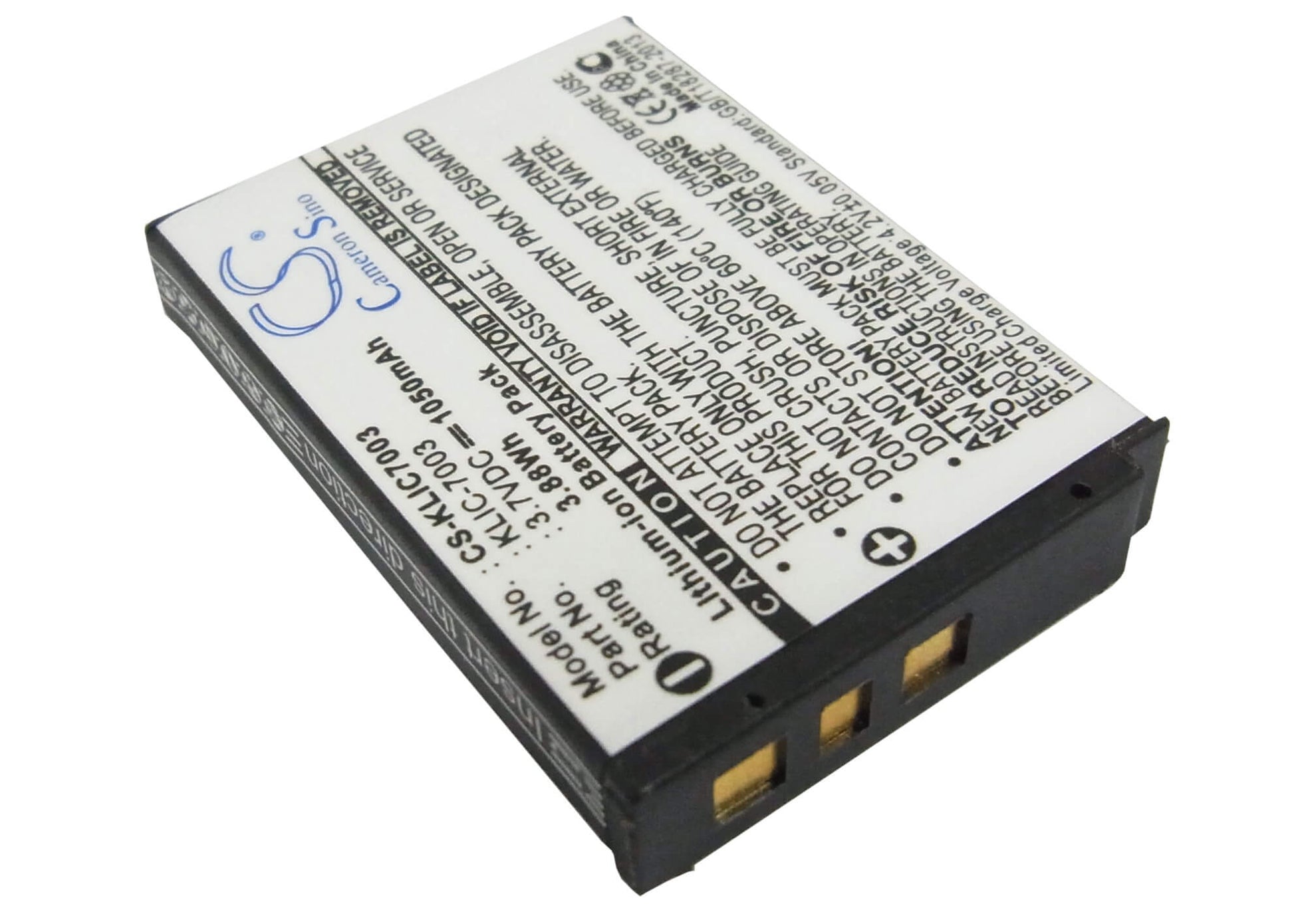 3.7V, 1050mAh, Li-ion Battery fits Kodak, Easyshare M380, Easyshare M381, 3.885Wh