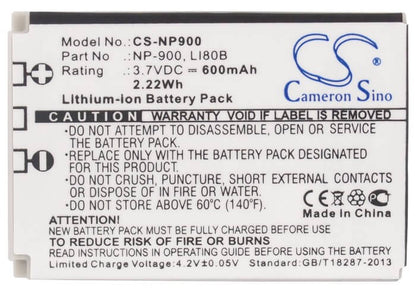 3.7V, 600mAh, Li-ion Battery fits Minox, Dc 4211, Dc 5222, 2.22Wh
