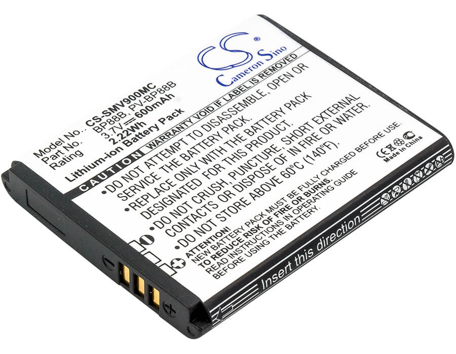 3.7V, 600mAh, Li-ion Battery fits Samsung, Ec-mv900fbpwus, Mv900, 2.22Wh