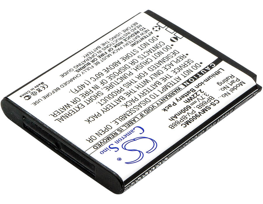 3.7V, 600mAh, Li-ion Battery fits Samsung, Ec-mv900fbpwus, Mv900, 2.22Wh