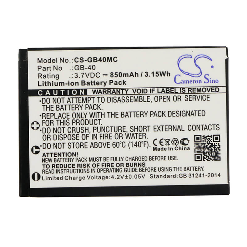 3.7V, 850mAh, Li-ion Battery fits General Imaging, E1030, E1040, 3.145Wh