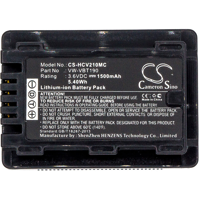 3.6V, 1500mAh, Li-ion Battery fits Panasonic, Hc-250eb, Hc-550eb, 5.4Wh