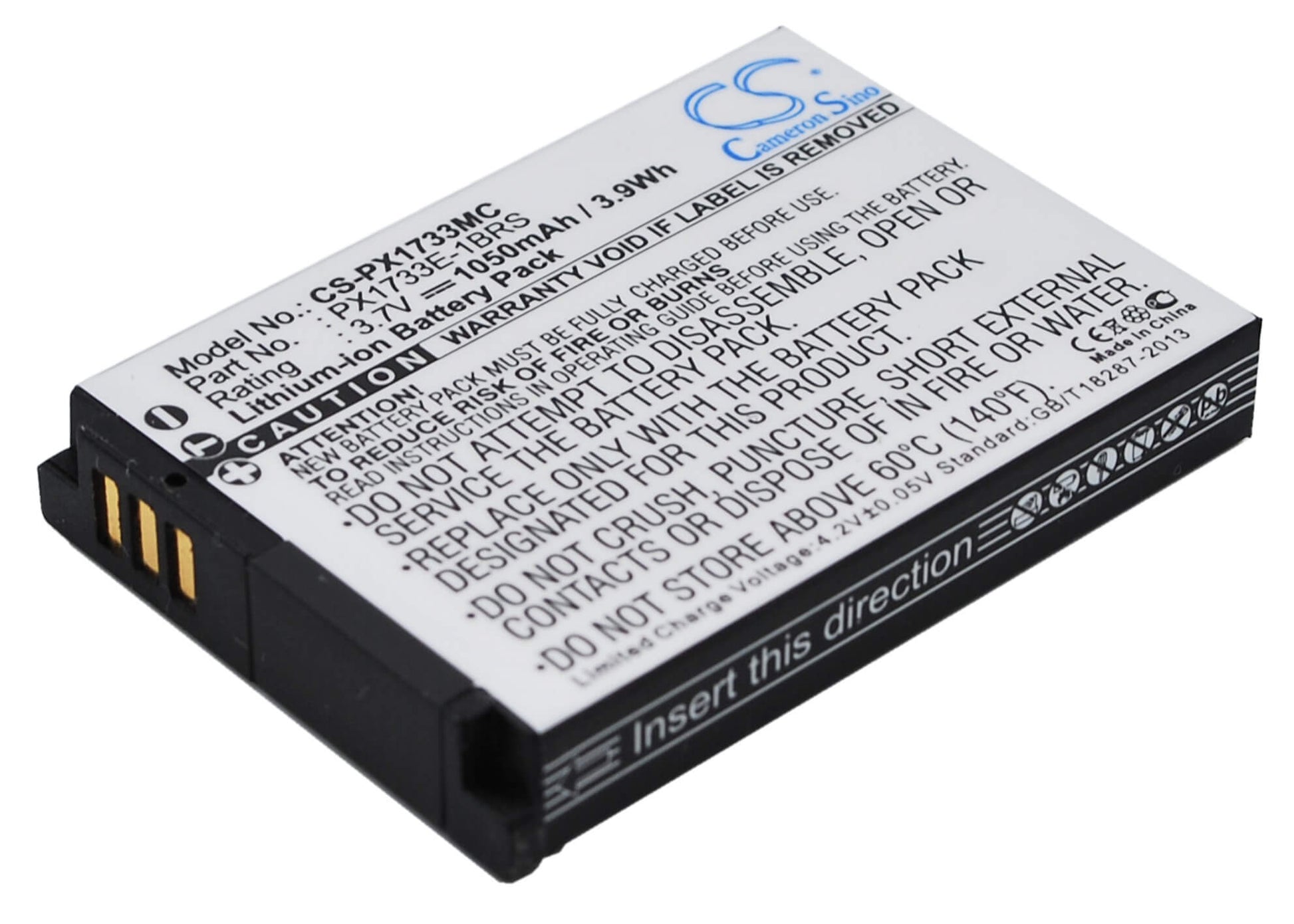 3.7V, 1050mAh, Li-ion Battery fits Toshiba, Camileo S30, Camileo S30 Hd, 3.885Wh
