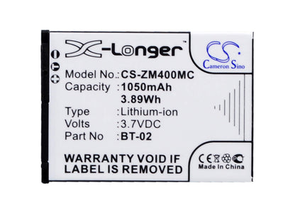 3.7V, 1050mAh, Li-ion Battery fits Zoom, 247-9036, Q4, 3.885Wh