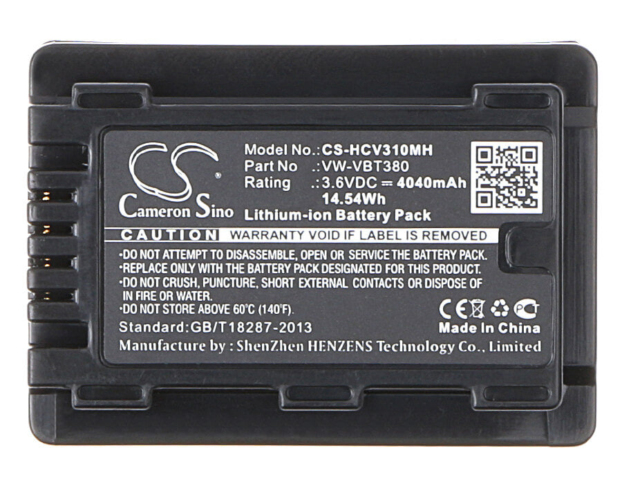 3.6V, 4040mAh, Li-ion Battery fits Panasonic, Hc-250eb, Hc-550eb, 14.544Wh