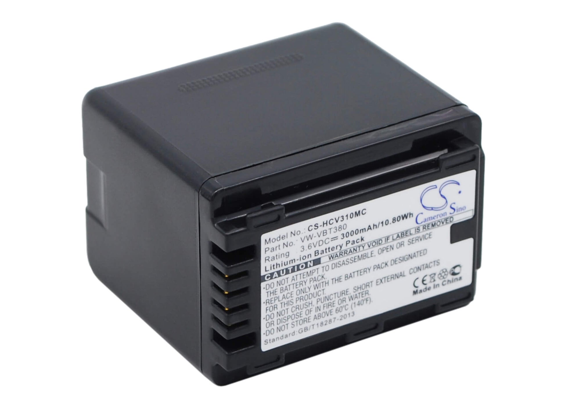 3.6V, 3000mAh, Li-ion Battery fits Panasonic, Hc-250eb, Hc-550eb, 10.8Wh