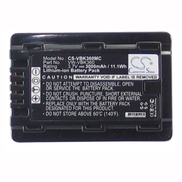 3.7V, 3000mAh, Li-ion Battery fits Panasonic, Hc-v10, Hc-v100, 11.1Wh