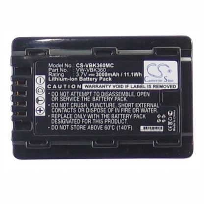 3.7V, 3000mAh, Li-ion Battery fits Panasonic, Hc-v10, Hc-v100, 11.1Wh