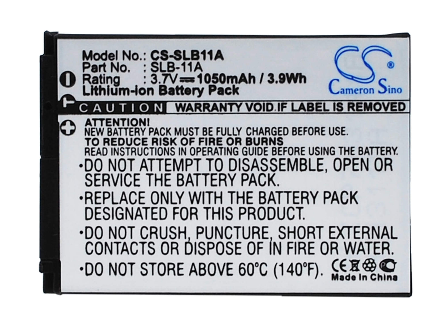 3.7V, 1050mAh, Li-ion Battery fits Samsung, Ex1, st1000, 3.885Wh