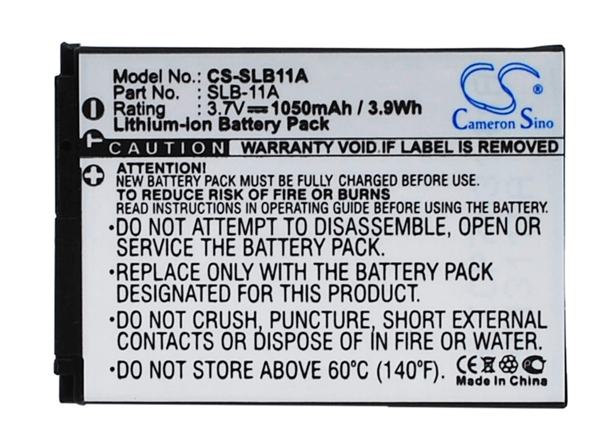 3.7V, 1050mAh, Li-ion Battery fits Samsung, Ex1, st1000, 3.885Wh