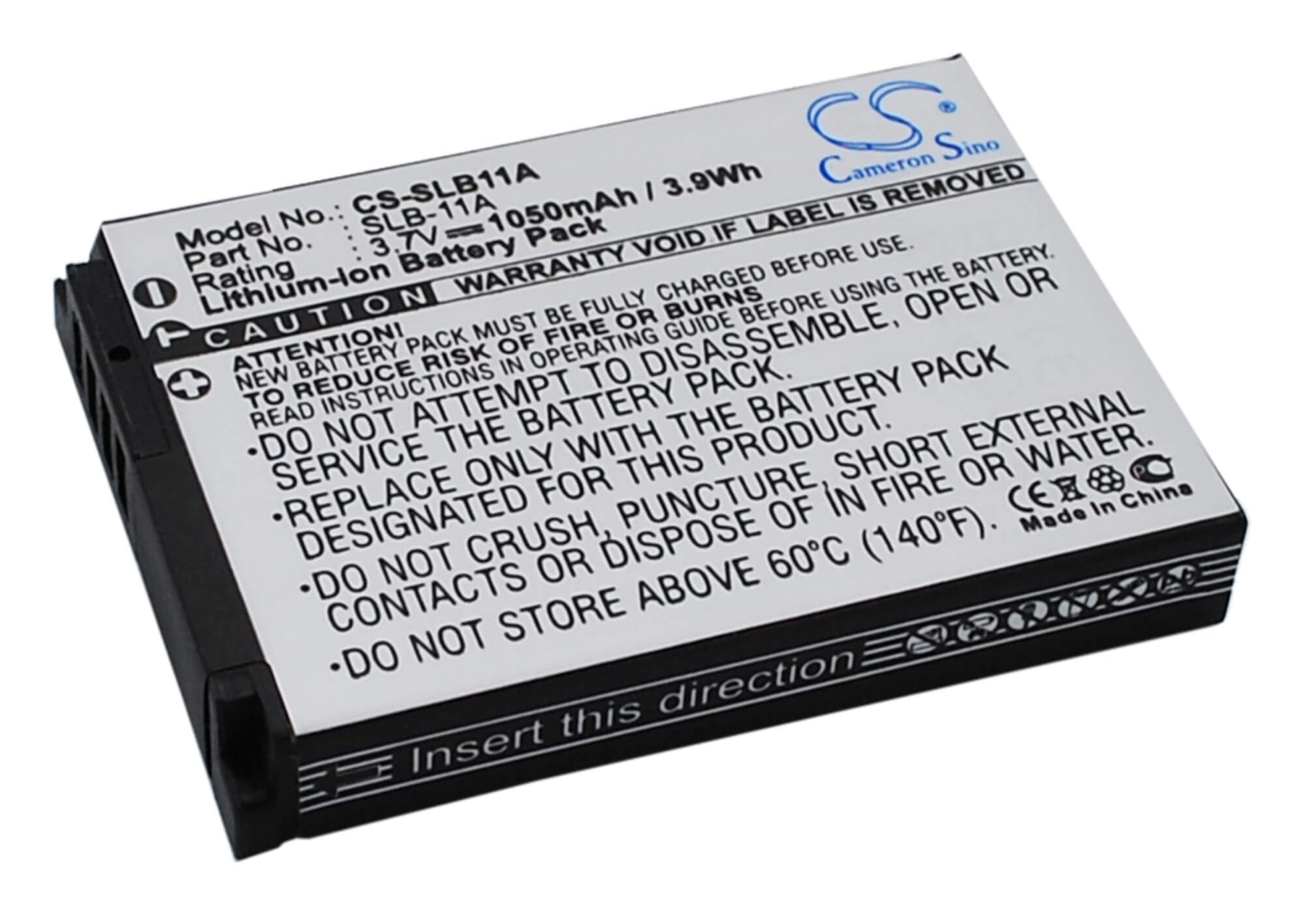 3.7V, 1050mAh, Li-ion Battery fits Samsung, Ex1, st1000, 3.885Wh