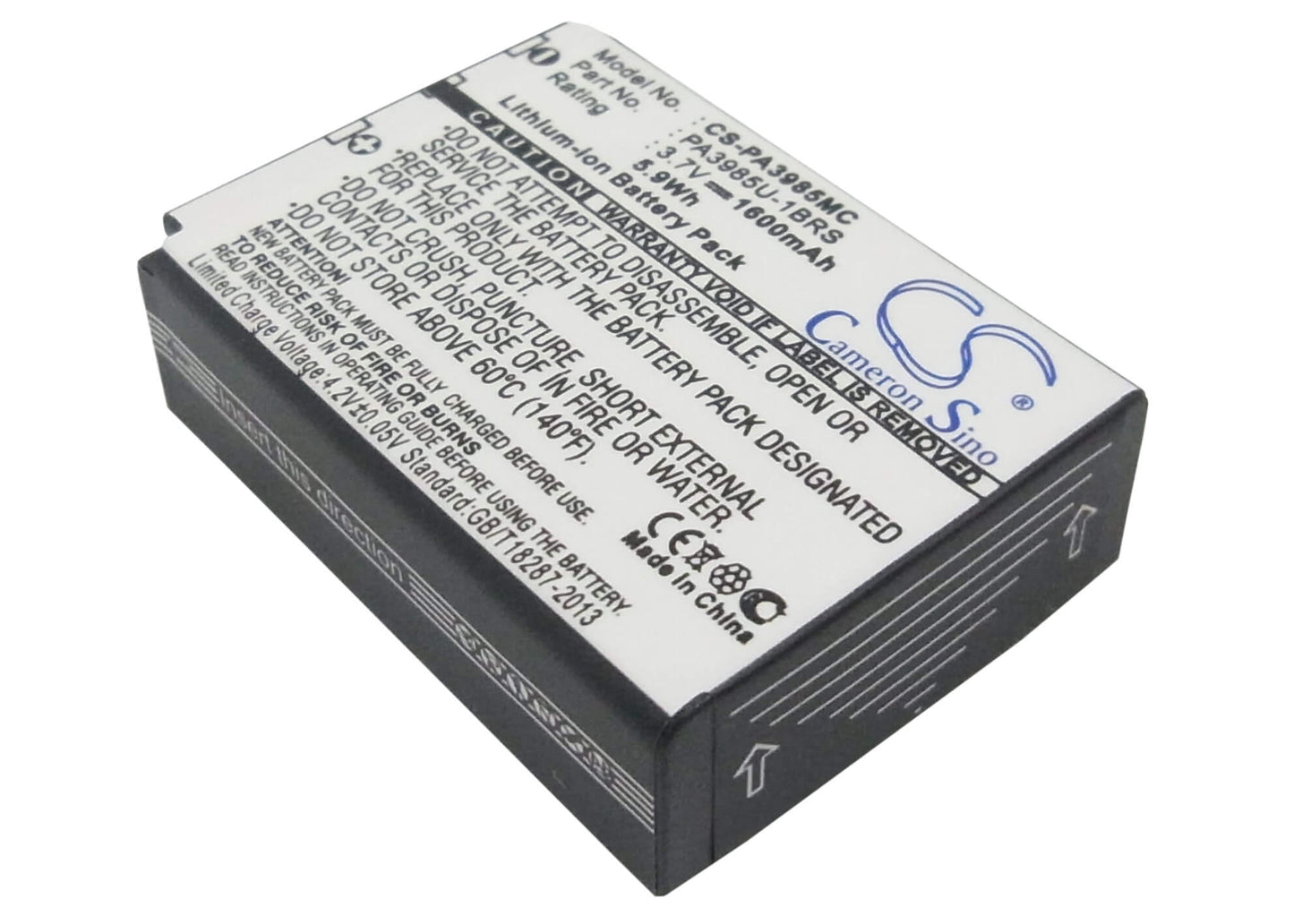 3.7V, 1600mAh, Li-ion Battery fits Toshiba, Camileo X200, Camileo X400, 5.92Wh