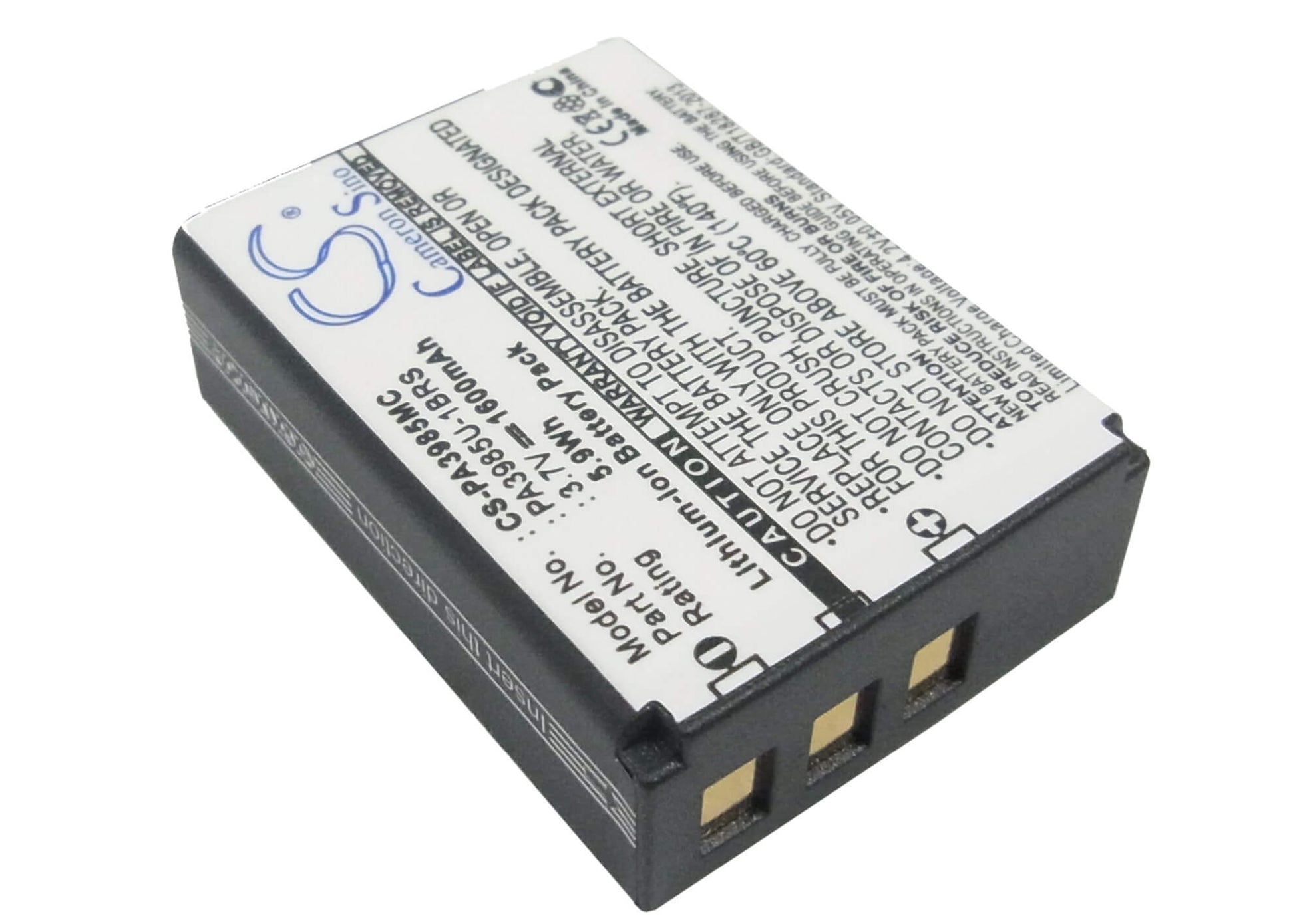 3.7V, 1600mAh, Li-ion Battery fits Toshiba, Camileo X200, Camileo X400, 5.92Wh
