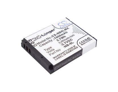 3.7V, 1000mAh, Li-ion Battery fits Canon, Digital Ixus 200 Is, Digital Ixus 210, 3.7Wh