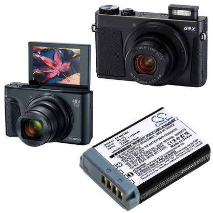 3.7V, 1250mAh, Li-ion Battery fits Canon, Powershot G5x, Powershot G5x M2, 4.625Wh