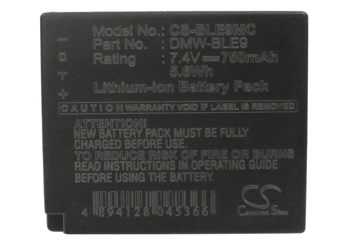 7.4V, 750mAh, Li-ion Battery fits Panasonic, Lumix Dmc-gf6x, Lumix Dmc-dmc-s6k, 5.55Wh