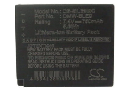 7.4V, 750mAh, Li-ion Battery fits Panasonic, Lumix Dmc-gf6x, Lumix Dmc-dmc-s6k, 5.55Wh