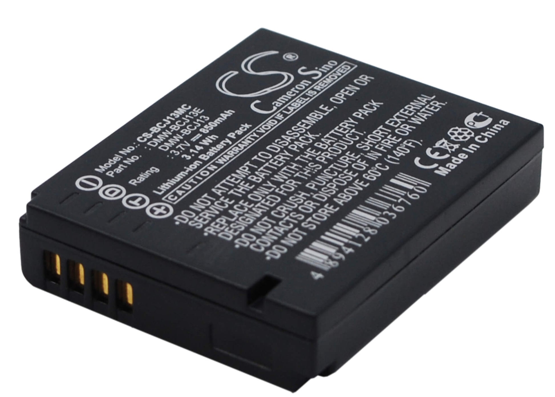 3.7V, 850mAh, Li-ion Battery fits Panasonic, Lumix Dmc-lx5, Lumix Dmc-lx5gk, 3.145Wh