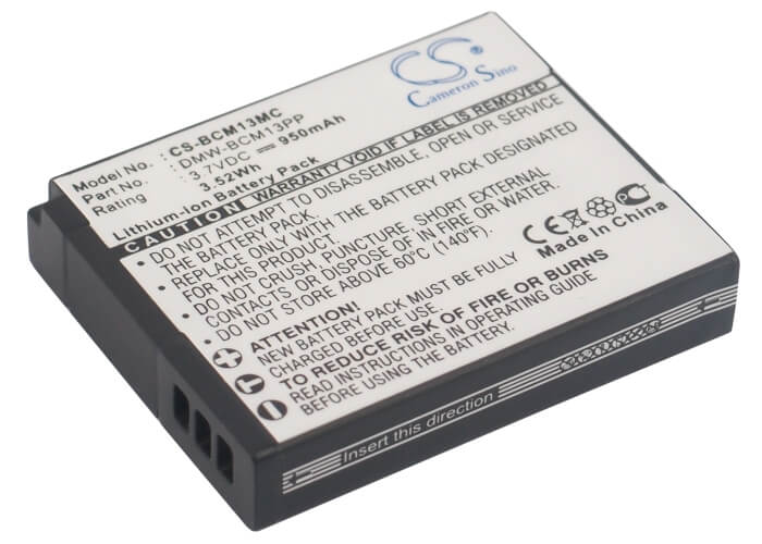 3.7V, 950mAh, Li-ion Battery fits Panasonic, Lumix Dmc-ft5, Lumix Dmc-ft5a, 3.515Wh
