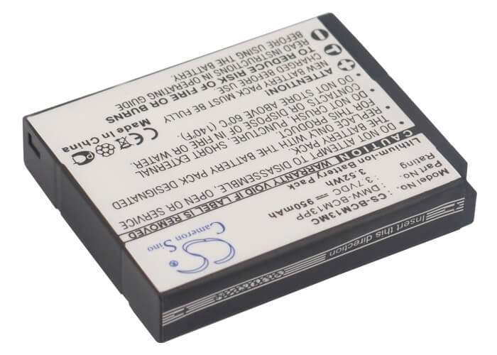 3.7V, 950mAh, Li-ion Battery fits Panasonic, Lumix Dmc-ft5, Lumix Dmc-ft5a, 3.515Wh