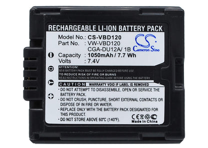 7.4V, 1050mAh, Li-ion Battery fits Panasonic, Dz-gx20, Dz-gx20a, 7.77Wh