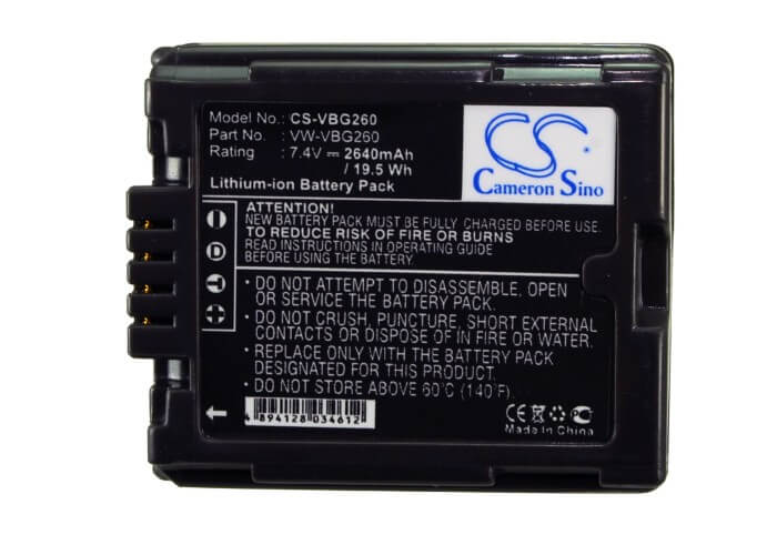 7.4V, 2640mAh, Li-ion Battery fits Panasonic, Gs98gk, H288gk, 19.536Wh