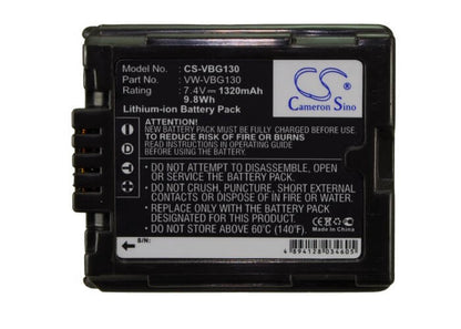 7.4V, 1320mAh, Li-ion Battery fits Panasonic, Ag-hmc151, Ag-hmc41, 9.768Wh