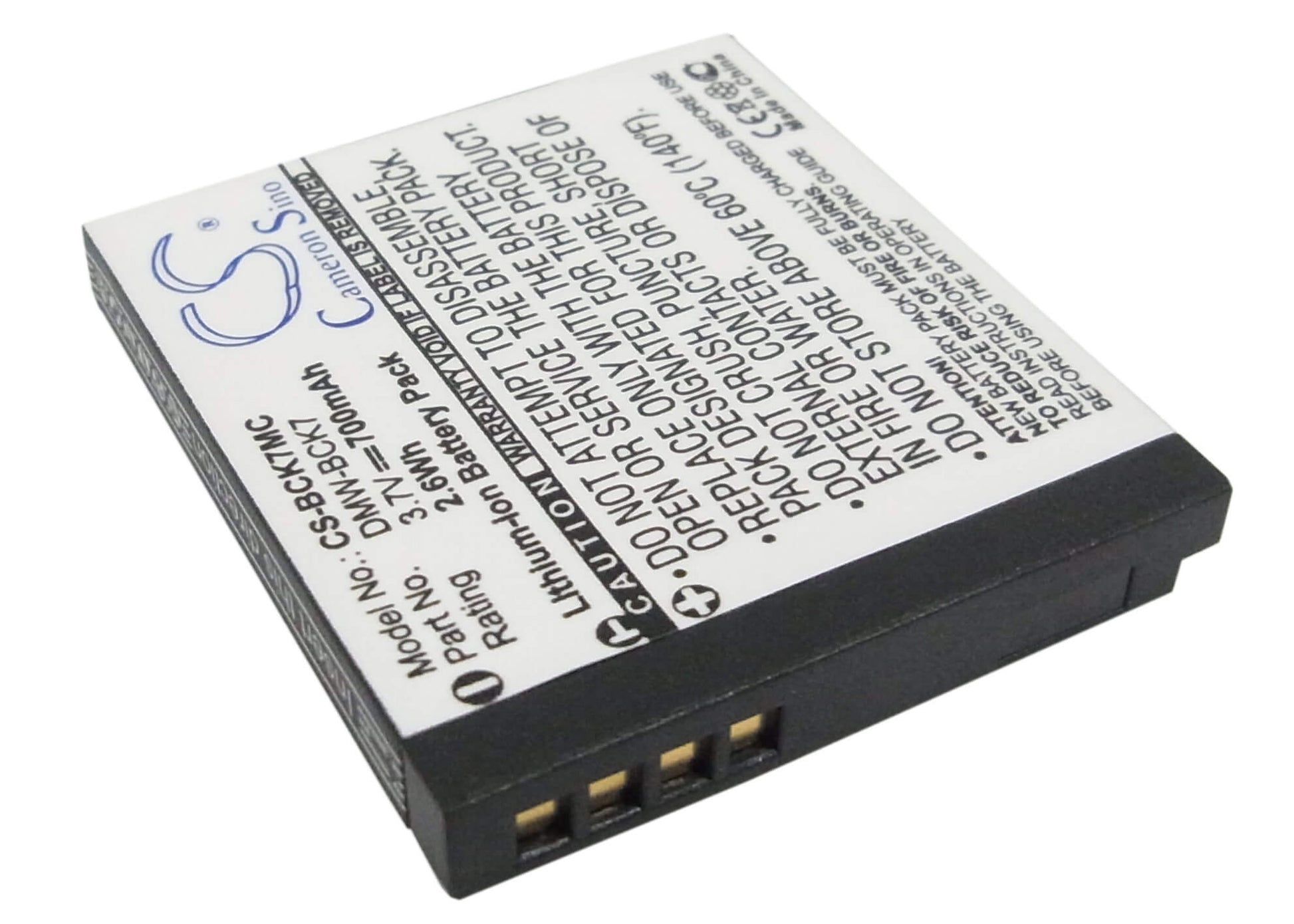 3.7V, 700mAh, Li-ion Battery fits Panasonic, Lumix Dmc-fp77, lumix Dmc-fs14, 2.59Wh