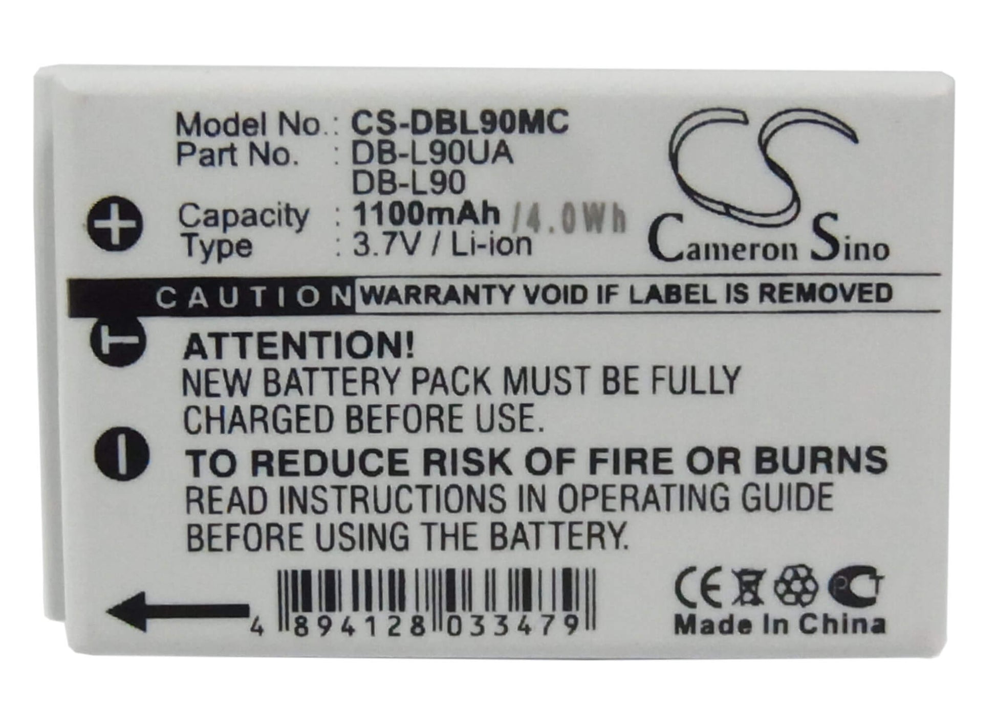 3.7V, 1100mAh, Li-ion Battery fits Sanyo, Vpc-sh1, Vpc-sh1gx, 4.07Wh