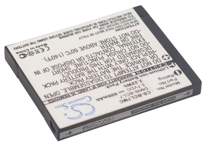 3.7V, 600mAh, Li-ion Battery fits Panasonic, Lumix Dmc-f5, Lumix Dmc-f5k, 2.22Wh