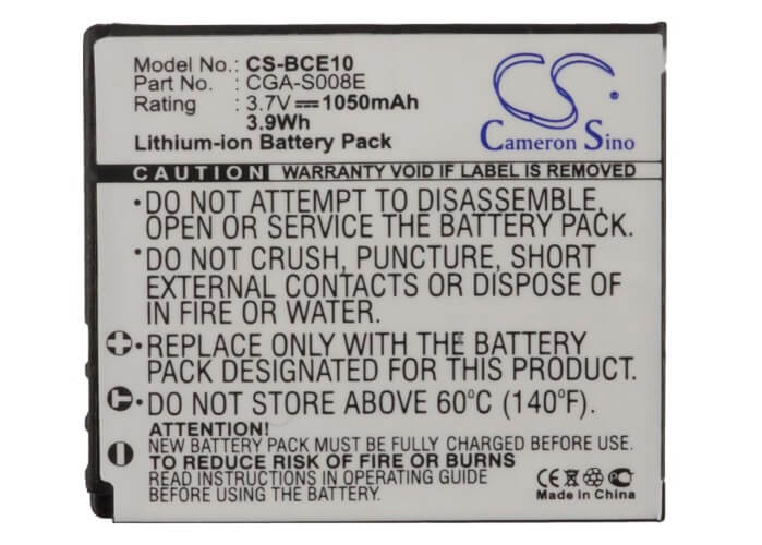 3.7V, 1050mAh, Li-ion Battery fits Leica, C-lux 2, C-lux 3, 3.885Wh
