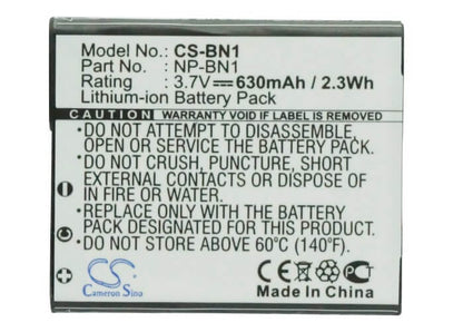 3.7V, 630mAh, Li-ion Battery fits Sony, Cyber-shot Dsc-t110p, Cyber-shot Dsc-t110s, 2.331Wh