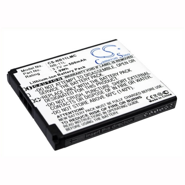 3.7V, 500mAh, Li-ion Battery fits Canon, Elph 110 Hs, Elph 340 Hs, 1.85Wh